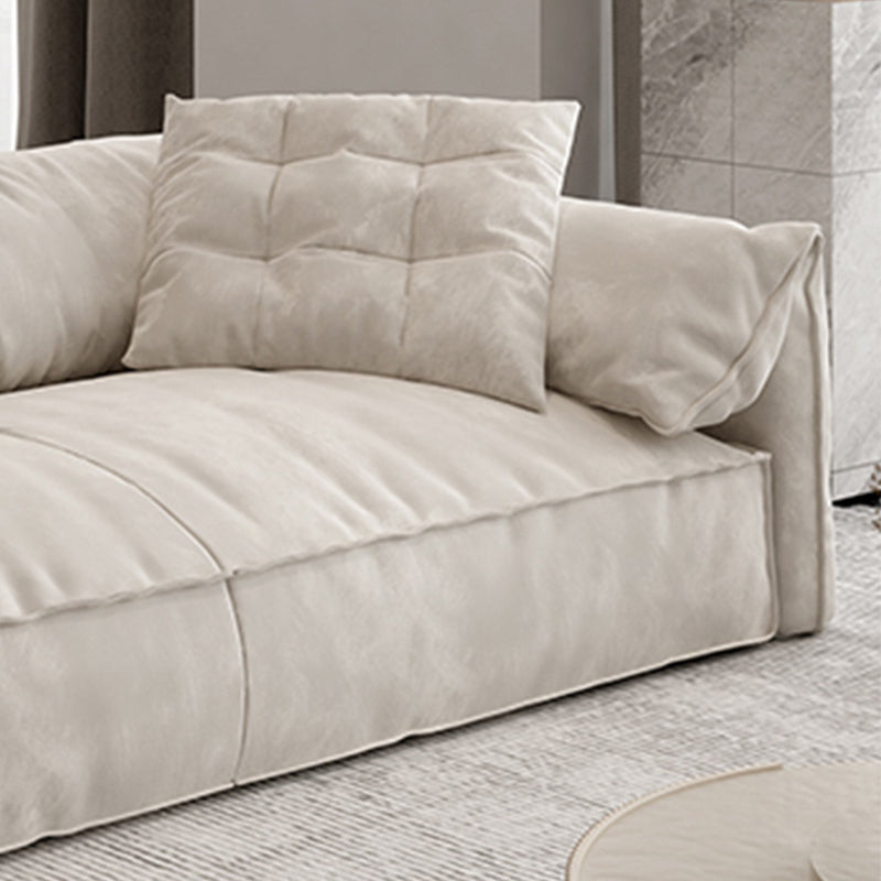Scandinavian Faux Leather Sofa Pillow Top Arm Couch in Gray/Beige Clearhalo 'furn' 'furn_sofas' 'Furniture' 'furniture_sofas' 'Living Room Furniture' 'Sofa' 'sofas' 4946667