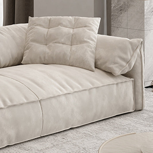 Scandinavian Faux Leather Sofa Pillow Top Arm Couch in Gray/Beige Clearhalo 'furn' 'furn_sofas' 'Furniture' 'furniture_sofas' 'Living Room Furniture' 'Sofa' 'sofas' 4946667