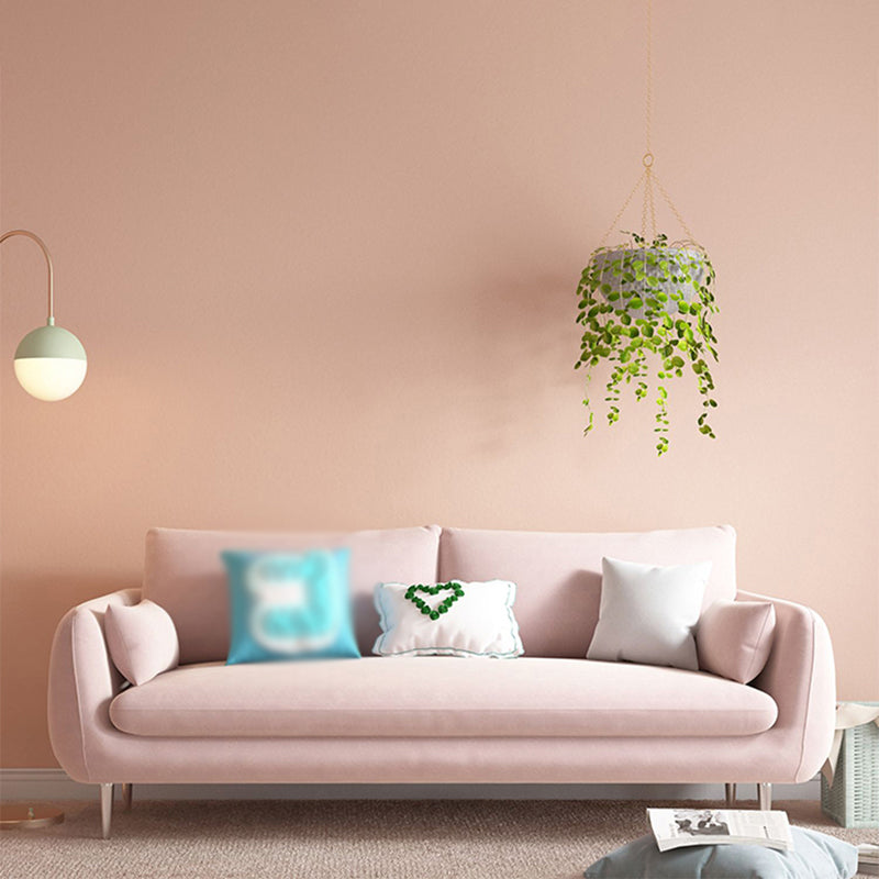 Scandinavian Square Arm Settee Velvet Cushion Back Sofa with Metal Legs Pink Clearhalo 'furn' 'furn_sofas' 'Furniture' 'furniture_sofas' 'Living Room Furniture' 'Sofa' 'sofas' 4946672