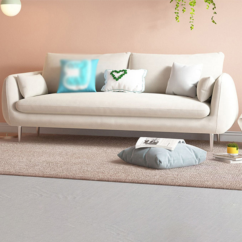 Scandinavian Square Arm Settee Velvet Cushion Back Sofa with Metal Legs 71"L x 31"W x 31"H Off-White Clearhalo 'furn' 'furn_sofas' 'Furniture' 'furniture_sofas' 'Living Room Furniture' 'Sofa' 'sofas' 4946676