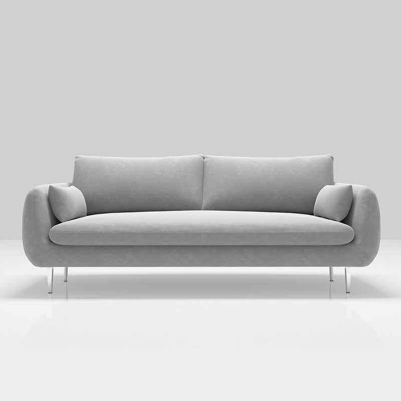 Scandinavian Square Arm Settee Velvet Cushion Back Sofa with Metal Legs Grey Clearhalo 'furn' 'furn_sofas' 'Furniture' 'furniture_sofas' 'Living Room Furniture' 'Sofa' 'sofas' 4946677