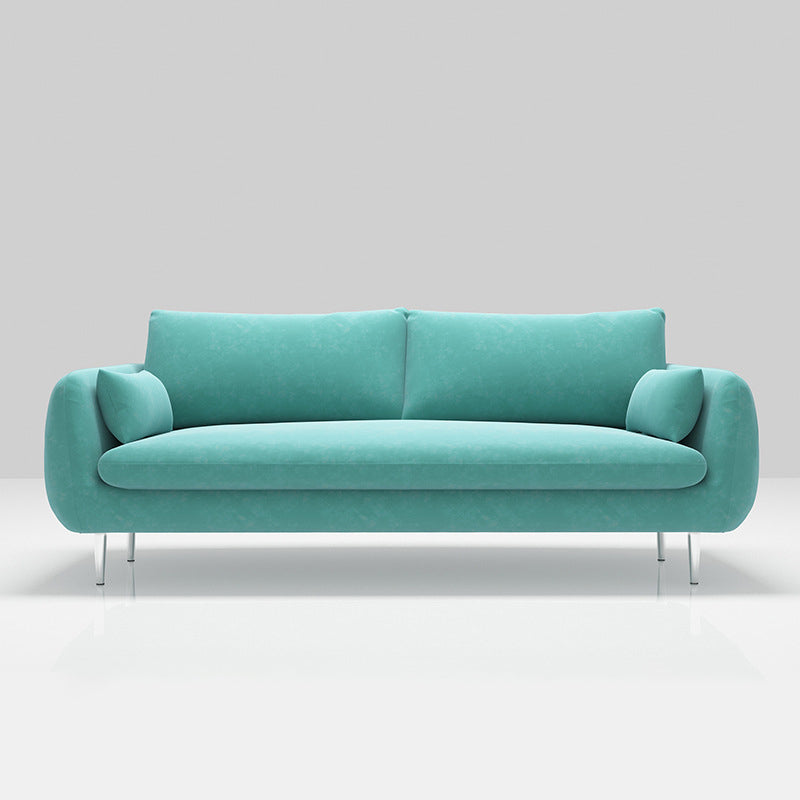 Scandinavian Square Arm Settee Velvet Cushion Back Sofa with Metal Legs Aqua Clearhalo 'furn' 'furn_sofas' 'Furniture' 'furniture_sofas' 'Living Room Furniture' 'Sofa' 'sofas' 4946678
