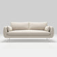 Scandinavian Square Arm Settee Velvet Cushion Back Sofa with Metal Legs 59"L x 31.5"W x 31.5"H Off-White Clearhalo 'furn' 'furn_sofas' 'Furniture' 'furniture_sofas' 'Living Room Furniture' 'Sofa' 'sofas' 4946680