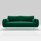 Scandinavian Square Arm Settee Velvet Cushion Back Sofa with Metal Legs Green Clearhalo 'furn' 'furn_sofas' 'Furniture' 'furniture_sofas' 'Living Room Furniture' 'Sofa' 'sofas' 4946682