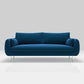 Scandinavian Square Arm Settee Velvet Cushion Back Sofa with Metal Legs Blue Clearhalo 'furn' 'furn_sofas' 'Furniture' 'furniture_sofas' 'Living Room Furniture' 'Sofa' 'sofas' 4946683