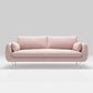 Scandinavian Square Arm Settee Velvet Cushion Back Sofa with Metal Legs 59"L x 31.5"W x 31.5"H Pink Clearhalo 'furn' 'furn_sofas' 'Furniture' 'furniture_sofas' 'Living Room Furniture' 'Sofa' 'sofas' 4946684