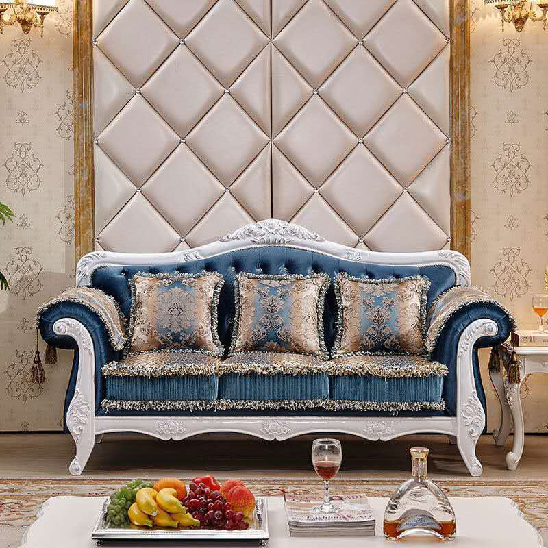 Traditional 3-seater Rolled Arm Sofa Velvet Tufted Back Couch for Living Room Lake Blue Clearhalo 'furn' 'furn_sofas' 'Furniture' 'furniture_sofas' 'Living Room Furniture' 'Sofa' 'sofas' 4946697