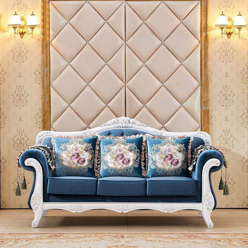 Traditional 3-seater Rolled Arm Sofa Velvet Tufted Back Couch for Living Room Dark Blue Clearhalo 'furn' 'furn_sofas' 'Furniture' 'furniture_sofas' 'Living Room Furniture' 'Sofa' 'sofas' 4946703