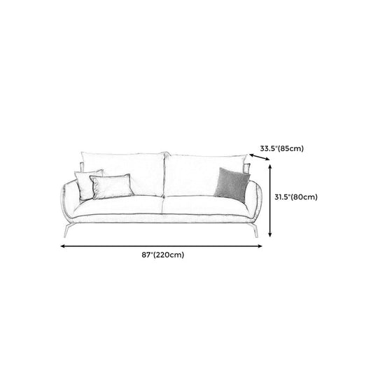 Ultra-Modern Beige Upholstered Sofa Pillow Back Couch with Brass Legs Clearhalo 'furn' 'furn_sofas' 'Furniture' 'furniture_sofas' 'Living Room Furniture' 'Sofa' 'sofas' 4946729