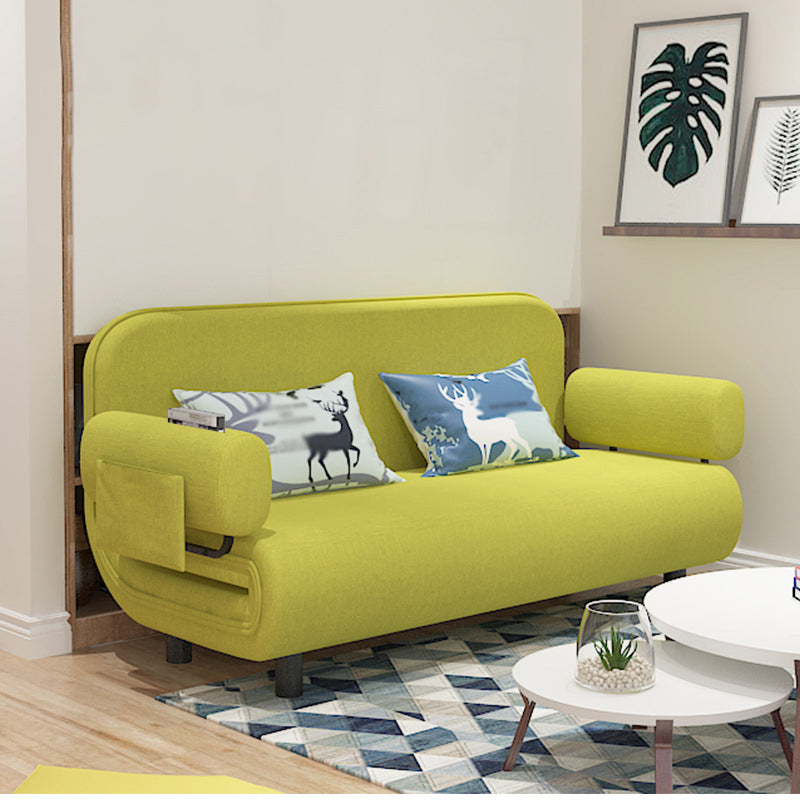 Modern Cotton and Linen Sleeper Sofa Pillow Back Couch with Storage for Living Room Green Clearhalo 'furn' 'furn_sofas' 'Furniture' 'furniture_sofas' 'Living Room Furniture' 'Sofa' 'sofas' 4946732