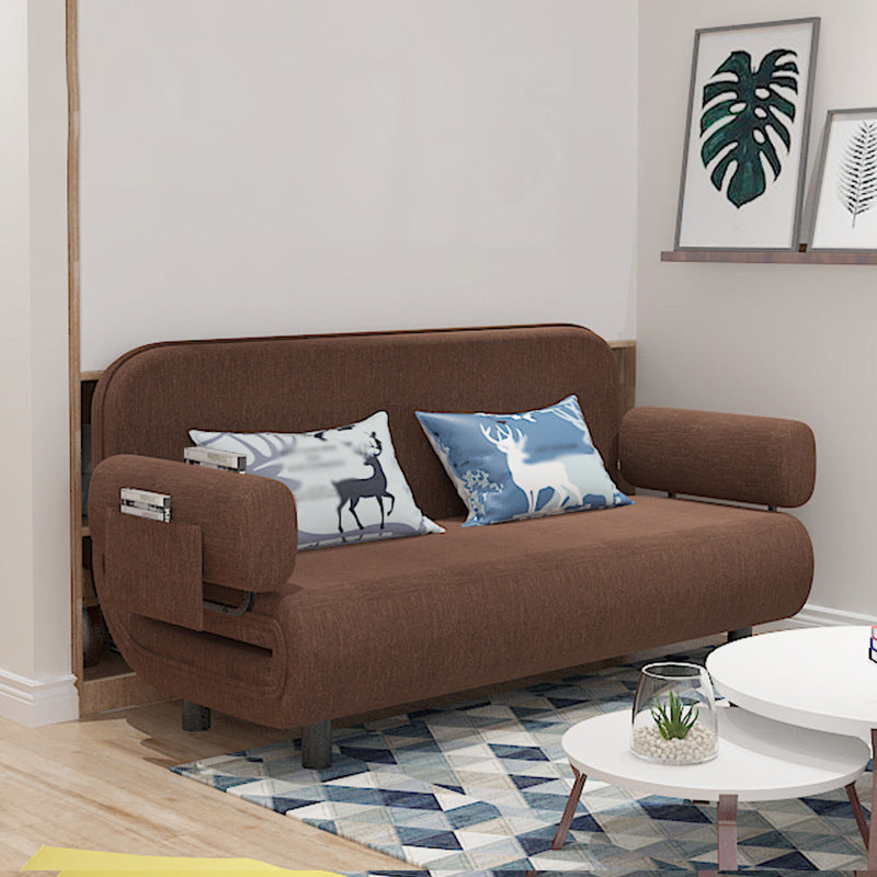Modern Cotton and Linen Sleeper Sofa Pillow Back Couch with Storage for Living Room Coffee Clearhalo 'furn' 'furn_sofas' 'Furniture' 'furniture_sofas' 'Living Room Furniture' 'Sofa' 'sofas' 4946739