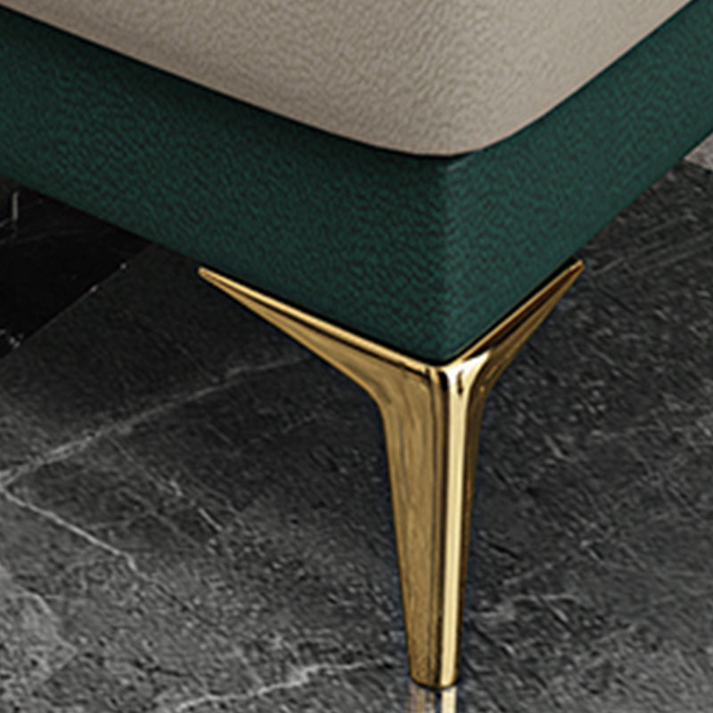 Stain-Resistant Faux Leather Sofa Living Room Green and Beige Couch with Flared Arms Clearhalo 'furn' 'furn_sofas' 'Furniture' 'furniture_sofas' 'Living Room Furniture' 'Sofa' 'sofas' 4946761