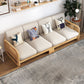Rustic Wooden Frame Sofa Square Arm Couch with Pillow Back in Natural/Walunt Finish Clearhalo 'furn' 'furn_sofas' 'Furniture' 'furniture_sofas' 'Living Room Furniture' 'Sofa' 'sofas' 4946769