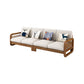 Rustic Wooden Frame Sofa Square Arm Couch with Pillow Back in Natural/Walunt Finish 104"L x 30"W x 33"H Walnut Clearhalo 'furn' 'furn_sofas' 'Furniture' 'furniture_sofas' 'Living Room Furniture' 'Sofa' 'sofas' 4946772