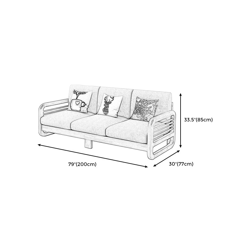 Rustic Wooden Frame Sofa Square Arm Couch with Pillow Back in Natural/Walunt Finish Clearhalo 'furn' 'furn_sofas' 'Furniture' 'furniture_sofas' 'Living Room Furniture' 'Sofa' 'sofas' 4946782