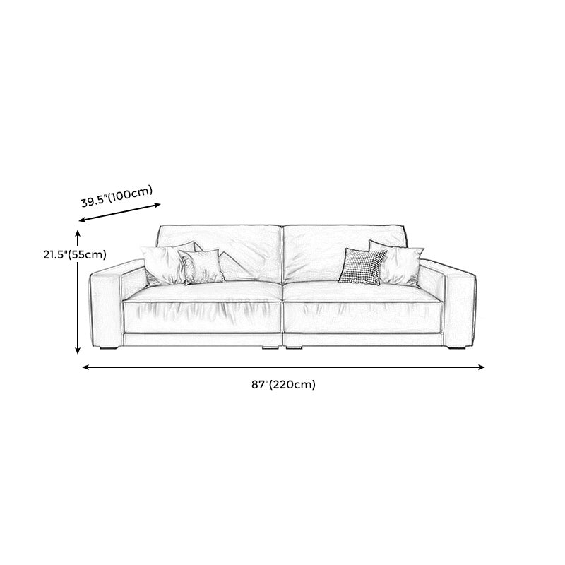 Stain-Resistant Faux Leather Sofa Square Arm Cushion Back Couch, Black Clearhalo 'furn' 'furn_sofas' 'Furniture' 'furniture_sofas' 'Living Room Furniture' 'Sofa' 'sofas' 4946795