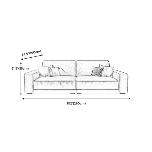 Stain-Resistant Faux Leather Sofa Square Arm Cushion Back Couch, Black Clearhalo 'furn' 'furn_sofas' 'Furniture' 'furniture_sofas' 'Living Room Furniture' 'Sofa' 'sofas' 4946796