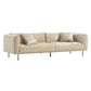 Contemporary Loose Back Standard Sofa Faux Leather Square Arm Settee 110"L x 37"W x 31.5"H Beige Clearhalo 'furn' 'furn_sofas' 'Furniture' 'furniture_sofas' 'Living Room Furniture' 'Sofa' 'sofas' 4946806