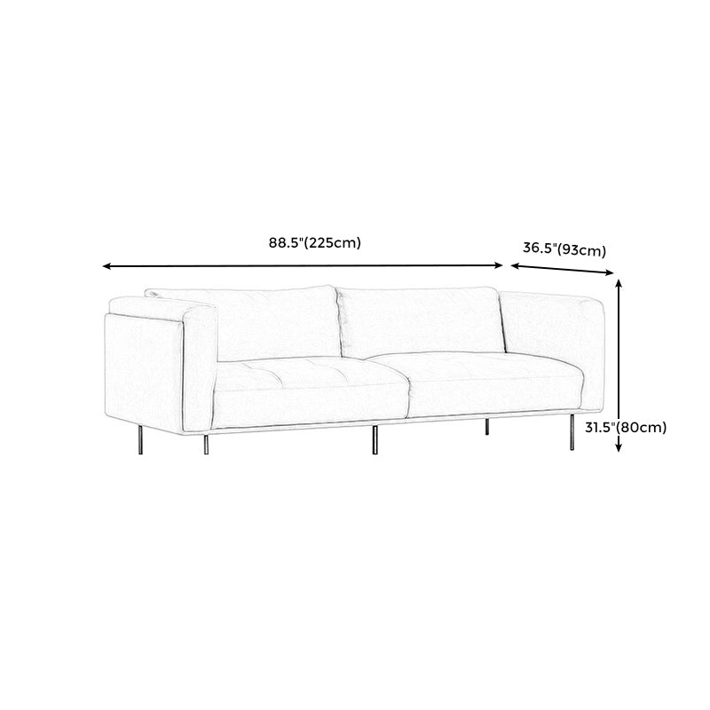 Contemporary Loose Back Standard Sofa Faux Leather Square Arm Settee Clearhalo 'furn' 'furn_sofas' 'Furniture' 'furniture_sofas' 'Living Room Furniture' 'Sofa' 'sofas' 4946813