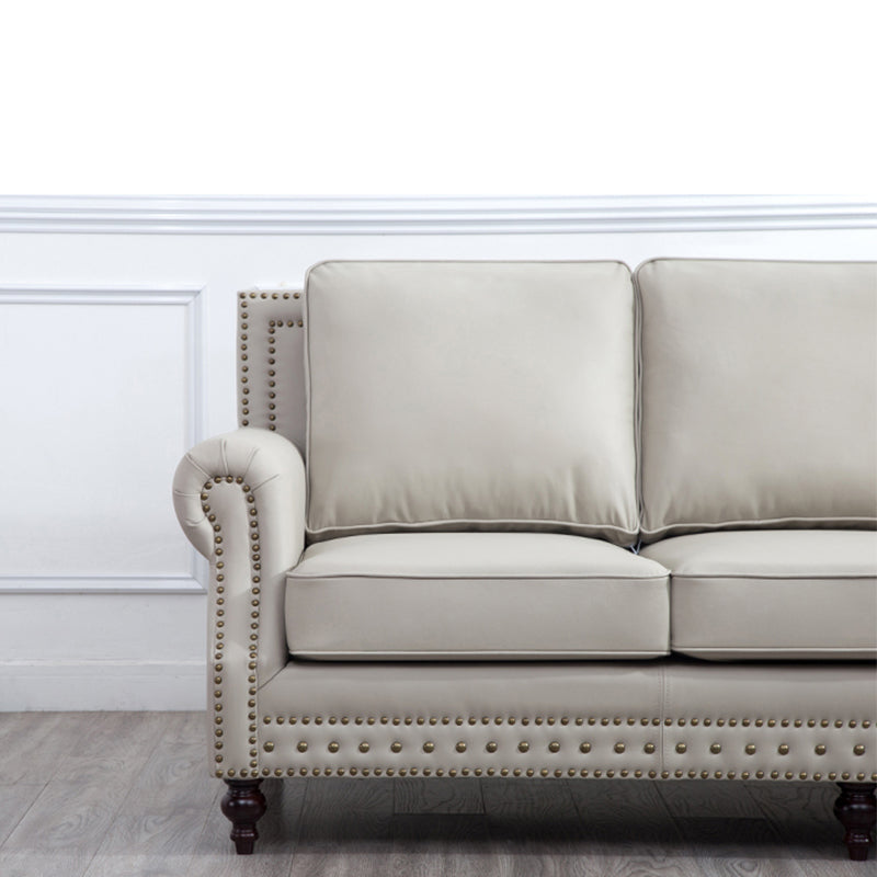 Traditional Rolled Arm Sofa with Nailhead Trim Cushion Back Couch for Three People Clearhalo 'furn' 'furn_sofas' 'Furniture' 'furniture_sofas' 'Living Room Furniture' 'Sofa' 'sofas' 4946822