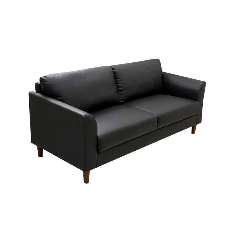 Contemporary Pillow Back Sofa 31"H Flared Arm Couch for Apartment 63"L x 29.5"W x 31"H Matte Black Clearhalo 'furn' 'furn_sofas' 'Furniture' 'furniture_sofas' 'Living Room Furniture' 'Sofa' 'sofas' 4946828