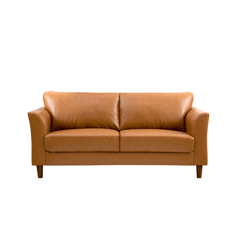 Contemporary Pillow Back Sofa 31"H Flared Arm Couch for Apartment 63"L x 29.5"W x 31"H Brown Clearhalo 'furn' 'furn_sofas' 'Furniture' 'furniture_sofas' 'Living Room Furniture' 'Sofa' 'sofas' 4946832