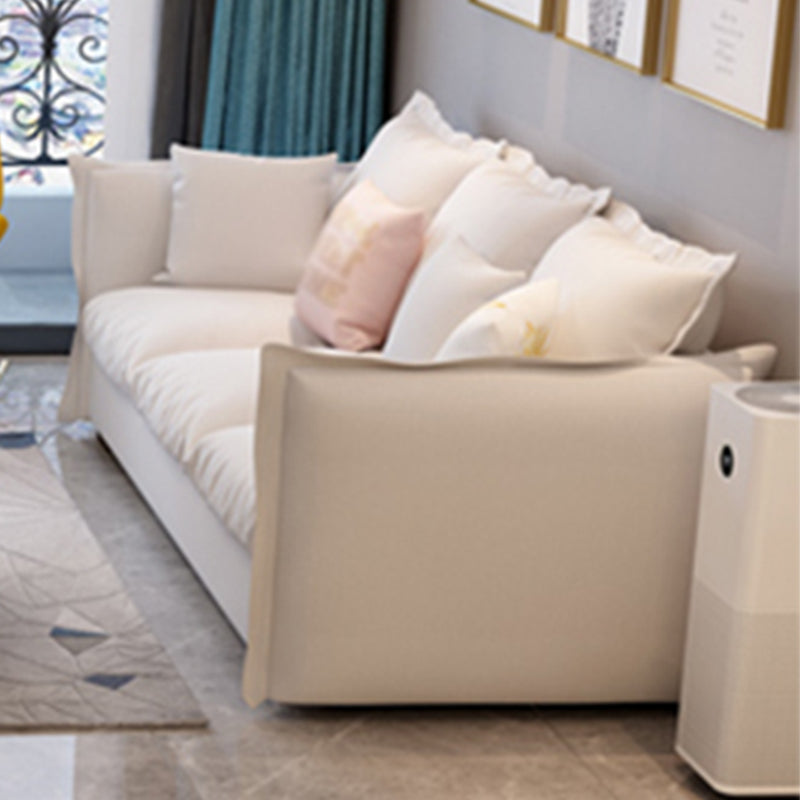 Nordic Square Arm Standard Sofa Beige Pillow Back Couch for Living Room Clearhalo 'Furniture' 'furniture_sofas' 'Living Room Furniture' 'Sofa' 'sofas' 4946854