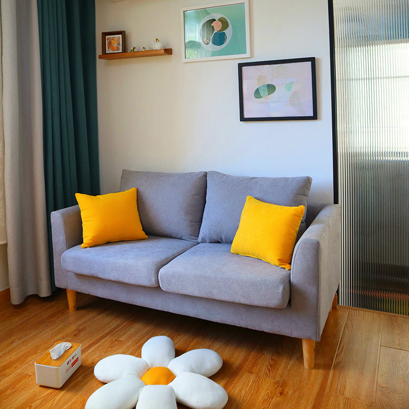 Scandinavian Cotton Blend Settee Square Arm Loveseat with Removable Cushions Light Gray Clearhalo 'furn' 'furn_sofas' 'Furniture' 'furniture_sofas' 'Living Room Furniture' 'Sofa' 'sofas' 4946895