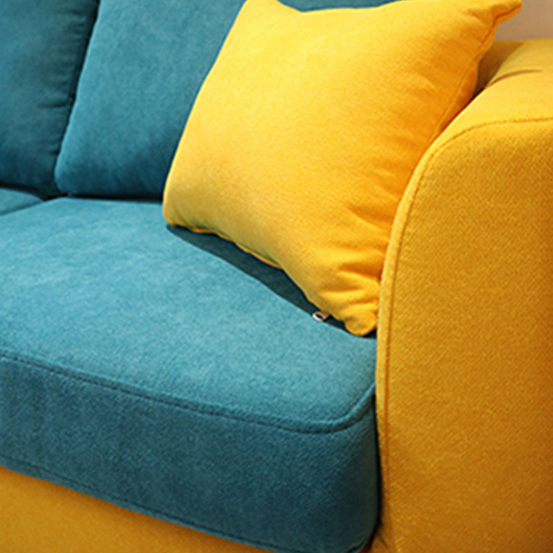 Scandinavian Cotton Blend Settee Square Arm Loveseat with Removable Cushions Clearhalo 'furn' 'furn_sofas' 'Furniture' 'furniture_sofas' 'Living Room Furniture' 'Sofa' 'sofas' 4946901