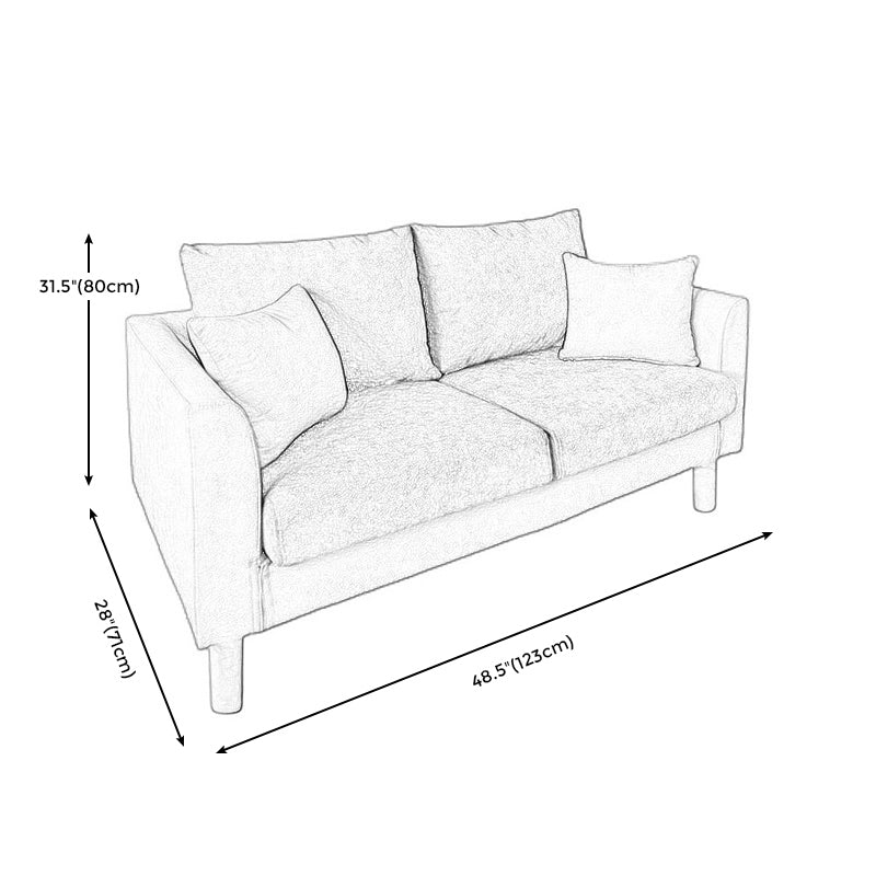 Scandinavian Cotton Blend Settee Square Arm Loveseat with Removable Cushions Clearhalo 'furn' 'furn_sofas' 'Furniture' 'furniture_sofas' 'Living Room Furniture' 'Sofa' 'sofas' 4946906