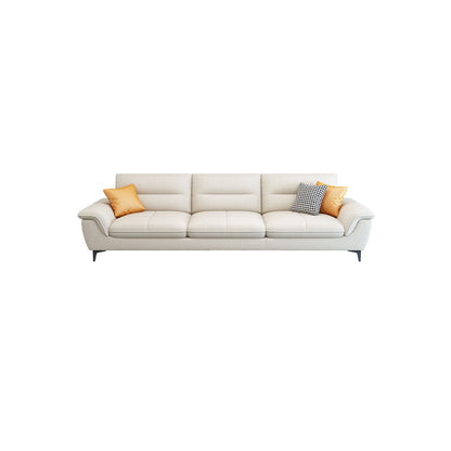 Contemporary Cotton/Faux Leather Sofa Square Arm Couch with Cushion Back 87"L x 38"W x 31.5"H Clearhalo 'furn' 'furn_sofas' 'Furniture' 'furniture_sofas' 'Living Room Furniture' 'Sofa' 'sofas' '„Éõ„Éº„É†' 4946914