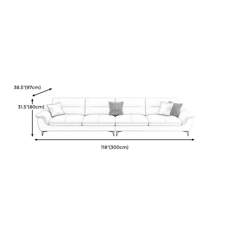 Contemporary Cotton/Faux Leather Sofa Square Arm Couch with Cushion Back Clearhalo 'furn' 'furn_sofas' 'Furniture' 'furniture_sofas' 'Living Room Furniture' 'Sofa' 'sofas' '„Éõ„Éº„É†' 4946921