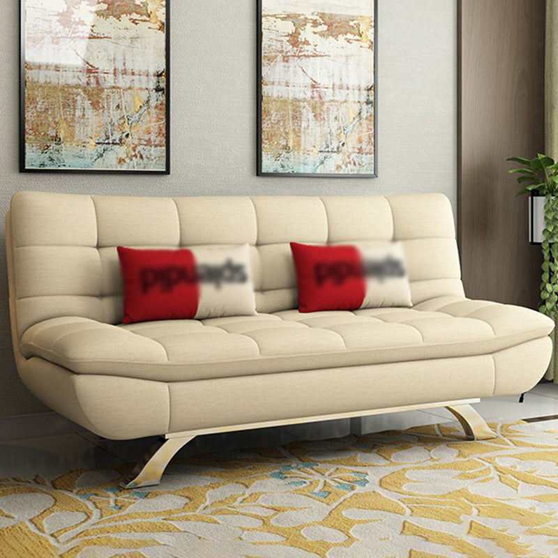 Cotton Blend Armless Sleeper Sofa Modern Tufted Back Sofa Couch Off-White Clearhalo 'furn' 'furn_sofas' 'Furniture' 'furniture_sofas' 'Living Room Furniture' 'Sofa' 'sofas' 4946929