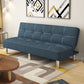 Contemporary Tufted Back Standard Couch Linen/Faux Leather Armless Sofa Bed Linen Blue Clearhalo 'furn' 'furn_sofas' 'Furniture' 'furniture_sofas' 'Living Room Furniture' 'Sofa' 'sofas' 4946958