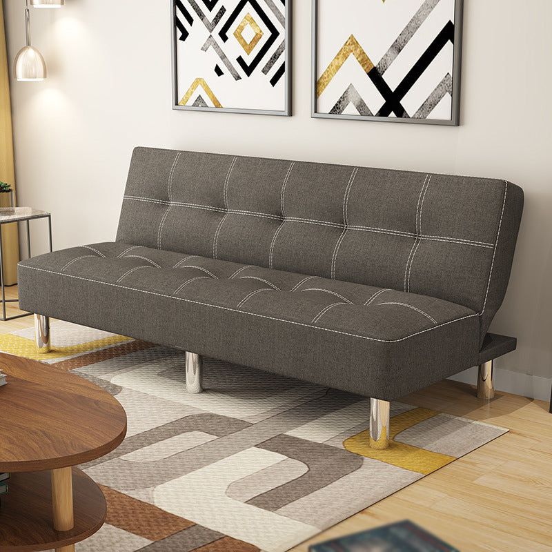 Contemporary Tufted Back Standard Couch Linen/Faux Leather Armless Sofa Bed Linen Dark Gray Clearhalo 'furn' 'furn_sofas' 'Furniture' 'furniture_sofas' 'Living Room Furniture' 'Sofa' 'sofas' 4946960