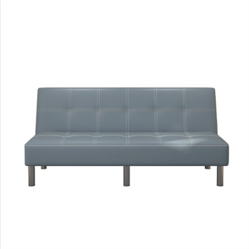Contemporary Tufted Back Standard Couch Linen/Faux Leather Armless Sofa Bed Leather Gray Clearhalo 'furn' 'furn_sofas' 'Furniture' 'furniture_sofas' 'Living Room Furniture' 'Sofa' 'sofas' 4946962
