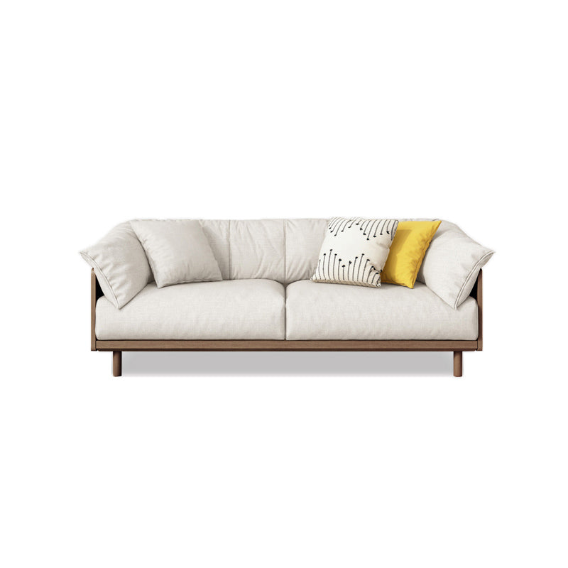 Scandinavian Tuxedo Arm Settee Cotton Blend Standard Sofa with Wooden Legs 51.2"L x 33.5"W x 29.5"H Walnut Clearhalo 'furn' 'furn_sofas' 'Furniture' 'furniture_sofas' 'Living Room Furniture' 'Sofa' 'sofas' 4946978