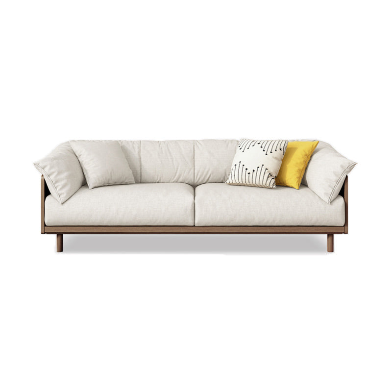 Scandinavian Tuxedo Arm Settee Cotton Blend Standard Sofa with Wooden Legs 67"L x 33"W x 30"H Walnut Clearhalo 'furn' 'furn_sofas' 'Furniture' 'furniture_sofas' 'Living Room Furniture' 'Sofa' 'sofas' 4946980