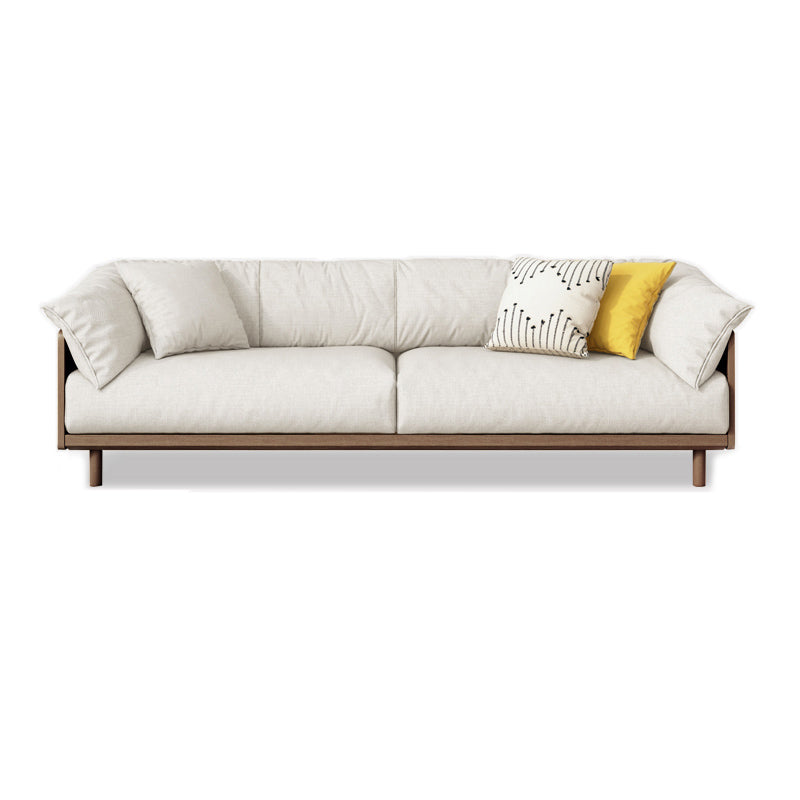 Scandinavian Tuxedo Arm Settee Cotton Blend Standard Sofa with Wooden Legs 78.7"L x 33.5"W x 29.5"H Walnut Clearhalo 'furn' 'furn_sofas' 'Furniture' 'furniture_sofas' 'Living Room Furniture' 'Sofa' 'sofas' 4946981