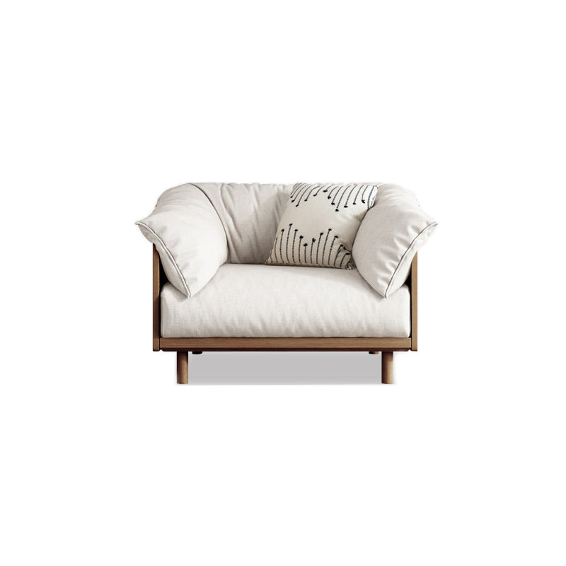 Scandinavian Tuxedo Arm Settee Cotton Blend Standard Sofa with Wooden Legs 35.5"L x 33"W x 30"H Walnut Clearhalo 'furn' 'furn_sofas' 'Furniture' 'furniture_sofas' 'Living Room Furniture' 'Sofa' 'sofas' 4946982