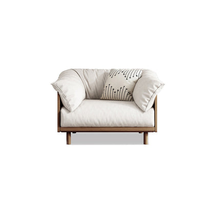 Scandinavian Tuxedo Arm Settee Cotton Blend Standard Sofa with Wooden Legs 35.5"L x 33"W x 30"H Walnut Clearhalo 'furn' 'furn_sofas' 'Furniture' 'furniture_sofas' 'Living Room Furniture' 'Sofa' 'sofas' 4946982