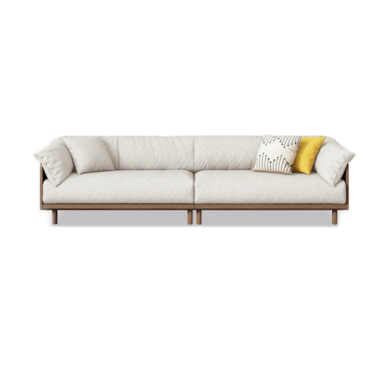 Scandinavian Tuxedo Arm Settee Cotton Blend Standard Sofa with Wooden Legs 102"L x 33"W x 30"H Walnut Clearhalo 'furn' 'furn_sofas' 'Furniture' 'furniture_sofas' 'Living Room Furniture' 'Sofa' 'sofas' 4946983