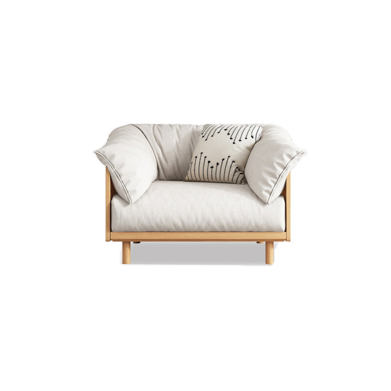 Scandinavian Tuxedo Arm Settee Cotton Blend Standard Sofa with Wooden Legs 35.5"L x 33"W x 30"H Natural Wood Clearhalo 'furn' 'furn_sofas' 'Furniture' 'furniture_sofas' 'Living Room Furniture' 'Sofa' 'sofas' 4946985