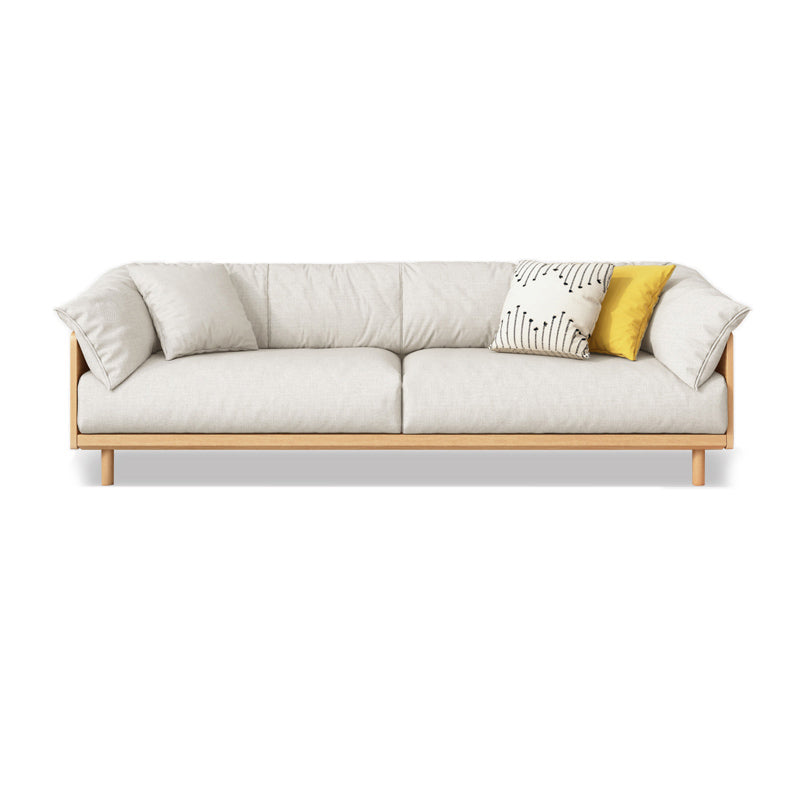 Scandinavian Tuxedo Arm Settee Cotton Blend Standard Sofa with Wooden Legs 78.7"L x 33.5"W x 29.5"H Natural Wood Clearhalo 'furn' 'furn_sofas' 'Furniture' 'furniture_sofas' 'Living Room Furniture' 'Sofa' 'sofas' 4946988