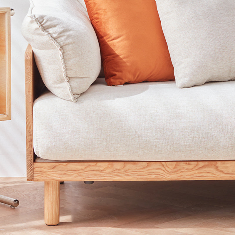 Scandinavian Tuxedo Arm Settee Cotton Blend Standard Sofa with Wooden Legs Clearhalo 'furn' 'furn_sofas' 'Furniture' 'furniture_sofas' 'Living Room Furniture' 'Sofa' 'sofas' 4946989