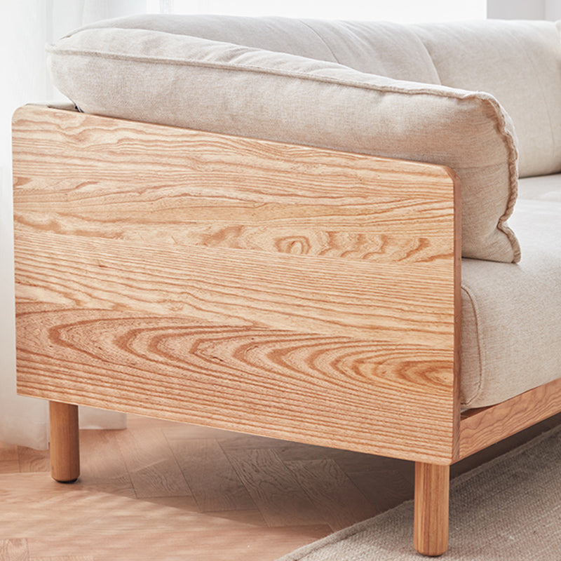 Scandinavian Tuxedo Arm Settee Cotton Blend Standard Sofa with Wooden Legs Clearhalo 'furn' 'furn_sofas' 'Furniture' 'furniture_sofas' 'Living Room Furniture' 'Sofa' 'sofas' 4946990