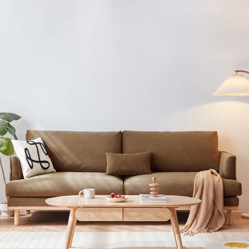 Nordic Fabric Square Arm Standard Sofa Loose Back Settee with Wooden Legs Clearhalo 'furn' 'furn_sofas' 'Furniture' 'furniture_sofas' 'Living Room Furniture' 'Sofa' 'sofas' 4946998