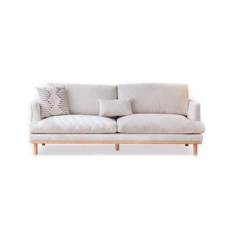 Nordic Fabric Square Arm Standard Sofa Loose Back Settee with Wooden Legs 79"L x 35.5"W x 33"H White Clearhalo 'furn' 'furn_sofas' 'Furniture' 'furniture_sofas' 'Living Room Furniture' 'Sofa' 'sofas' 4947007