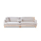 Nordic Fabric Square Arm Standard Sofa Loose Back Settee with Wooden Legs 102"L x 35.5"W x 33"H White Clearhalo 'furn' 'furn_sofas' 'Furniture' 'furniture_sofas' 'Living Room Furniture' 'Sofa' 'sofas' 4947010