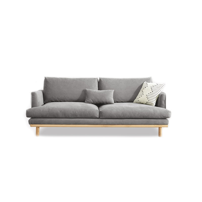 Nordic Fabric Square Arm Standard Sofa Loose Back Settee with Wooden Legs Clearhalo 'furn' 'furn_sofas' 'Furniture' 'furniture_sofas' 'Living Room Furniture' 'Sofa' 'sofas' 4947012